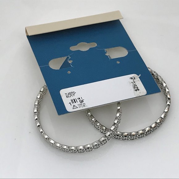 Lucky Brand Women Earrings Silver plated Hoops Ope - Picture 3 of 12